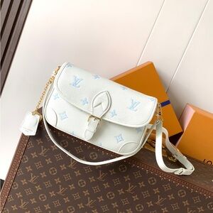 Louis Vuitton Monogram Shoulder Bag in White and Light Blue